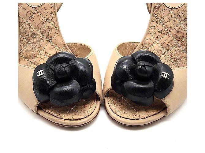 Chanel Sandali wedge Camellia Arancione - vista 4