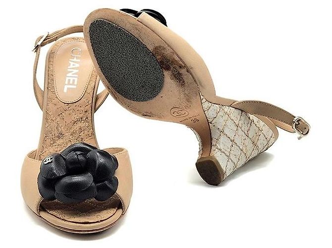 Chanel Sandali wedge Camellia Arancione - vista 6