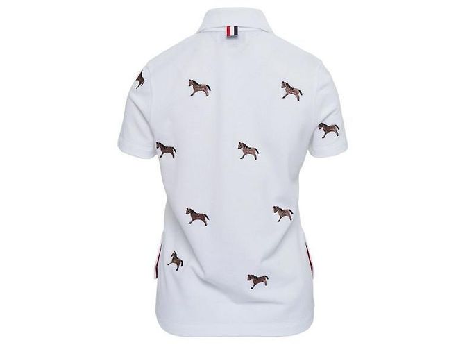 Thom Browne Luna New Year Piqué- Polo mit Pferdebestickung Weiß - Ansicht 4