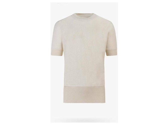 Maison Martin Margiela Signature Stitch Strick-T-Shirt mit kurzen Ärmeln Weiß - Ansicht 4
