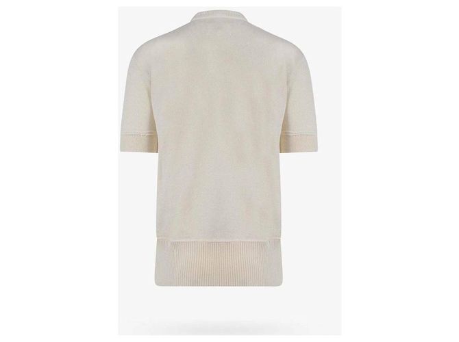 Maison Martin Margiela Signature Stitch Strick-T-Shirt mit kurzen Ärmeln Weiß - Ansicht 5