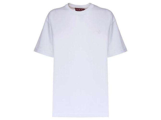 Gucci Camiseta de jersey de algodón con morsilla bordada Blanco - vista 3