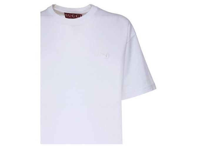 Gucci Camiseta de jersey de algodón con morsilla bordada Blanco - vista 5