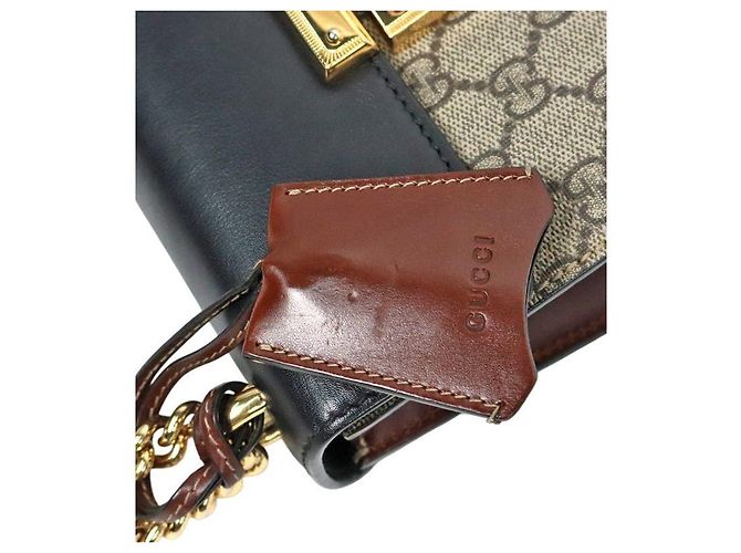Padlock Gucci Bolso de hombro Black GG Supreme con cadena y candado - vista 6