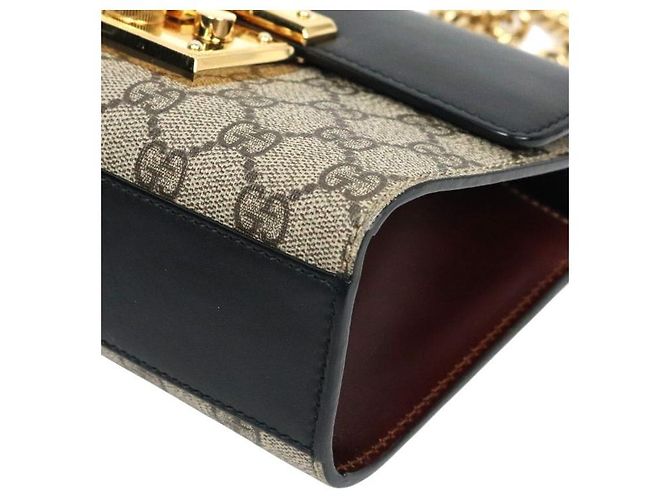 Padlock Gucci Bolso de hombro Black GG Supreme con cadena y candado - vista 7