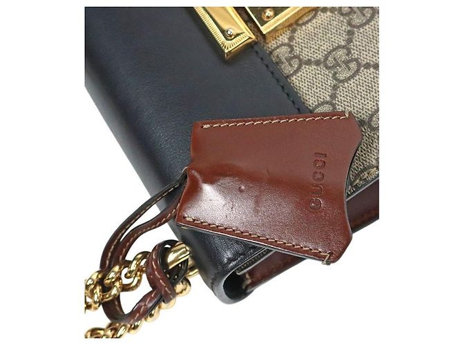Padlock Gucci Bolso de hombro Black GG Supreme con cadena y candado - vista 9