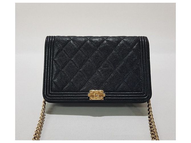 Chanel Boy WOC Small Caviar Black Champagne Gold Nero - vista 2