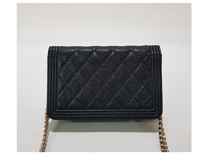 Chanel Boy WOC Small Caviar Black Champagne Gold Nero - vista 5