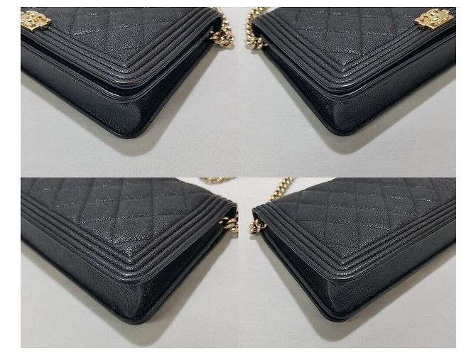 Chanel Boy WOC Small Caviar Black Champagne Gold Nero - vista 7