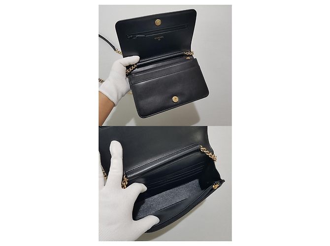 Chanel Boy WOC Small Caviar Black Champagne Gold Nero - vista 8