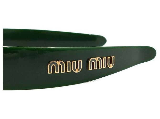 Miu Miu Fascia per capelli in plexiglass verde - vista 4