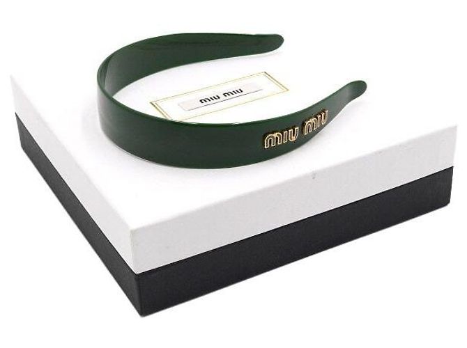 Miu Miu Fascia per capelli in plexiglass verde - vista 5