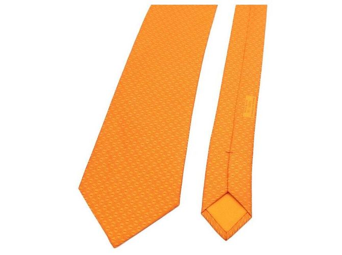 Hermès Cravatta in seta color arancione - vista 3