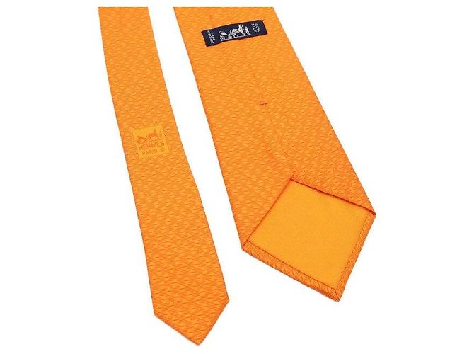 Hermès Cravatta in seta color arancione - vista 5