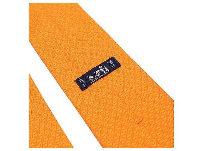 Hermès Cravatta in seta color arancione - vista 7