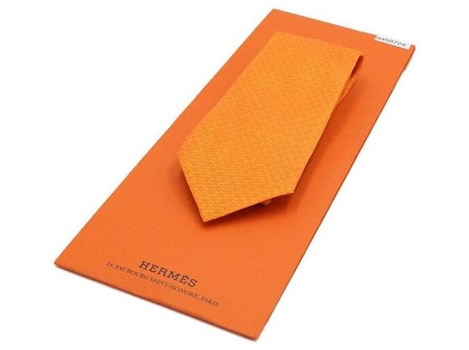Hermès Cravatta in seta color arancione - vista 8