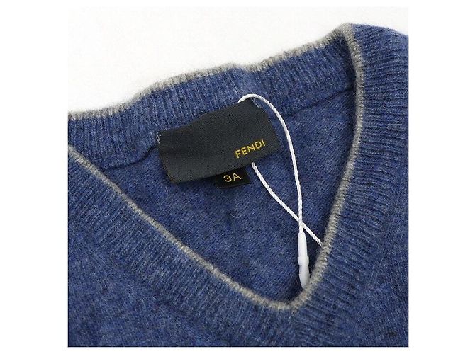 Fendi Pull en maille col V pour bébé Bleu - vue 2
