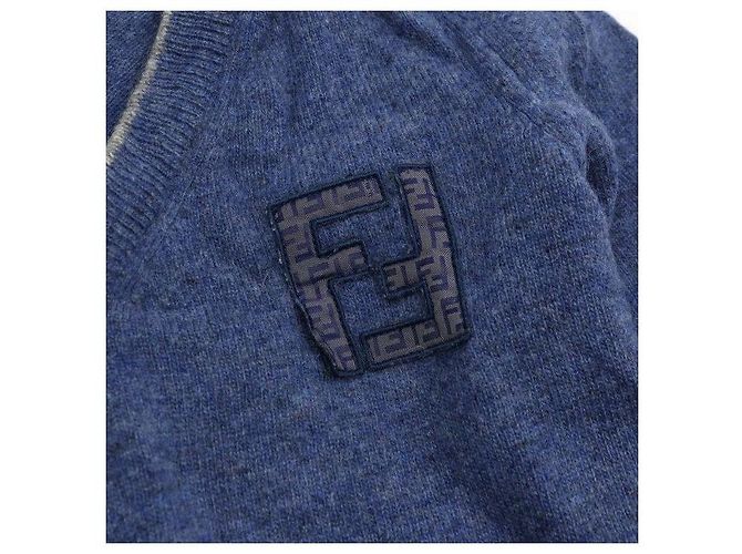 Fendi Pull en maille col V pour bébé Bleu - vue 3