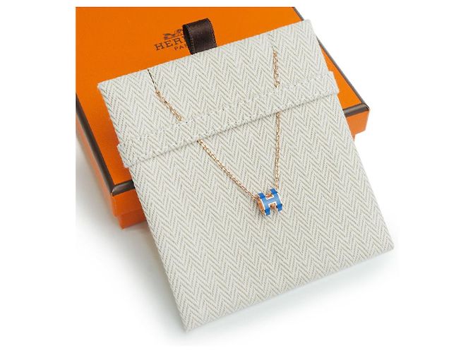 Hermès Pop Halskette Roségold blau SATURE mini Komplettset Geschenk Mehrfarben - Ansicht 3