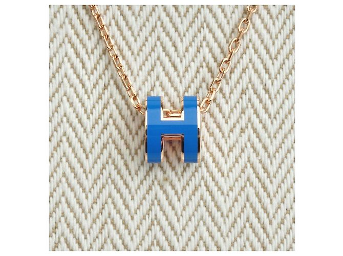 Hermès Pop Halskette Roségold blau SATURE mini Komplettset Geschenk Mehrfarben - Ansicht 5