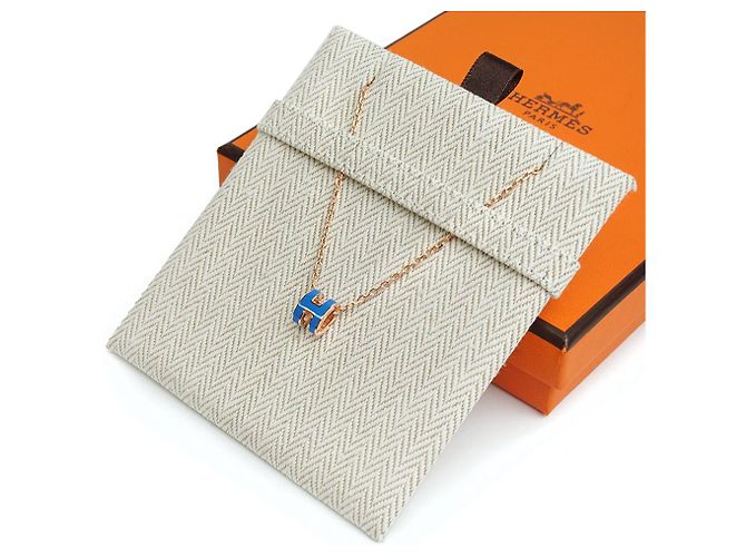 Hermès Pop Halskette Roségold blau SATURE mini Komplettset Geschenk Mehrfarben - Ansicht 8