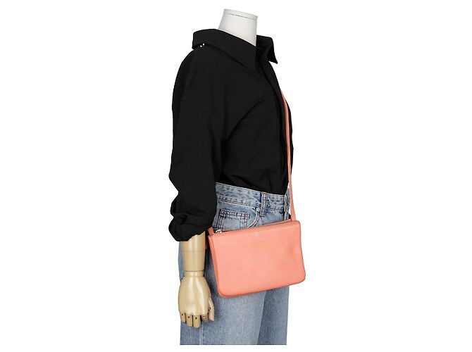 Céline Borsa a tracolla Trio in pelle rosa Medium - vista 17