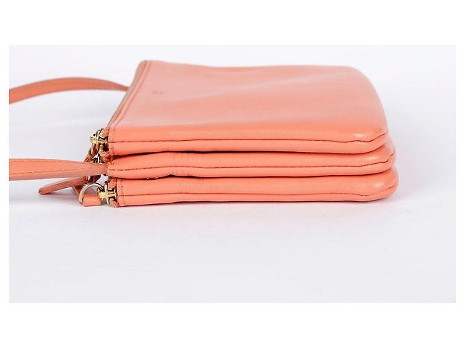 Céline Borsa a tracolla Trio in pelle rosa Medium - vista 8