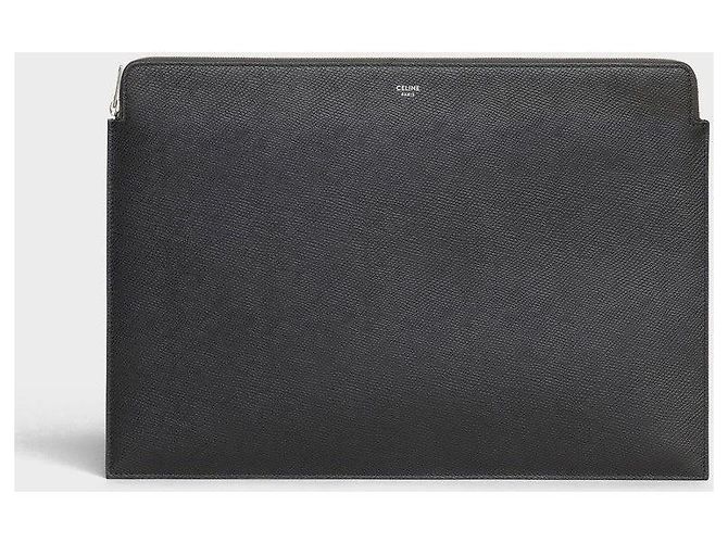 Céline Große Clutch aus Narbenleder Schwarz - Ansicht 3