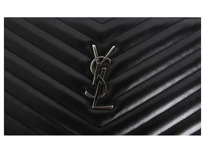 Saint Laurent Clutch Silver Black Large Nero - vista 3