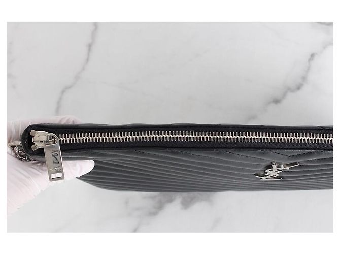 Saint Laurent Clutch Silver Black Large Nero - vista 4