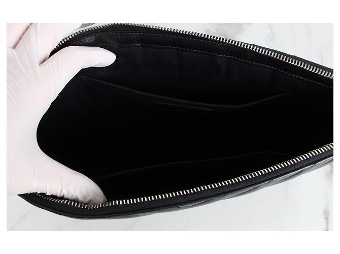 Saint Laurent Clutch Silver Black Large Nero - vista 7