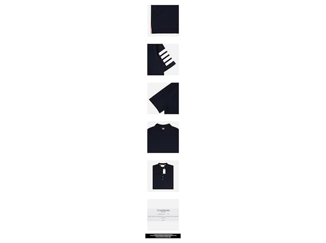 Thom Browne Polo in cotone Navy Blu - vista 3