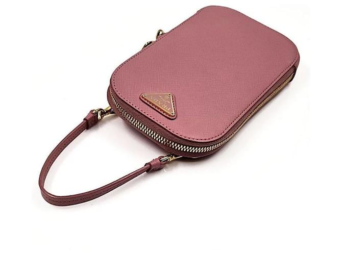 Prada Mini borsa a tracolla in Saffiano Rosa - vista 5