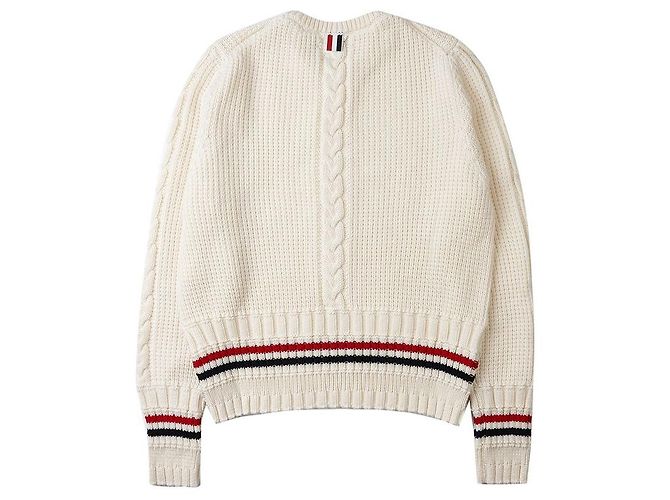 Thom Browne Wollstrickpullover mit Zopfmuster für Herren Weiß - Ansicht 2