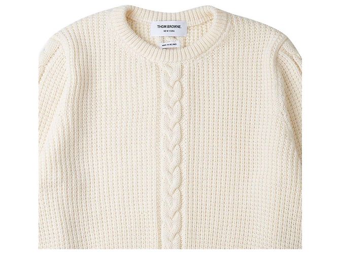 Thom Browne Wollstrickpullover mit Zopfmuster für Herren Weiß - Ansicht 3