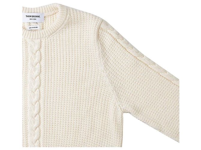 Thom Browne Wollstrickpullover mit Zopfmuster für Herren Weiß - Ansicht 4