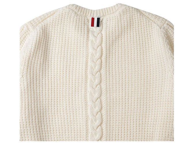 Thom Browne Wollstrickpullover mit Zopfmuster für Herren Weiß - Ansicht 8