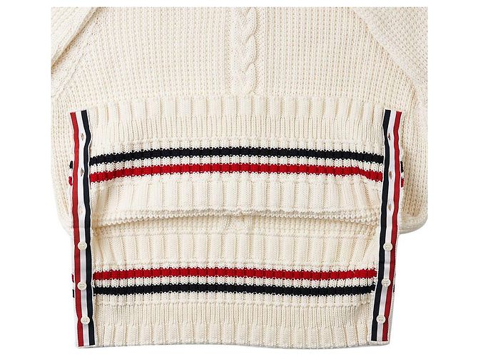 Thom Browne Wollstrickpullover mit Zopfmuster für Herren Weiß - Ansicht 9