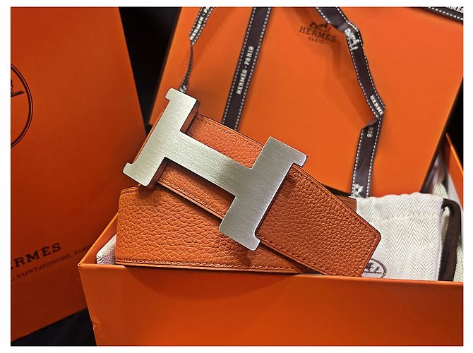 Hermès Cintura reversibile classica Large Nero Arancione Argento Opaco Multicolore - vista 3