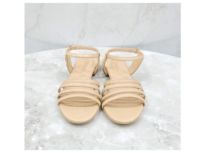 Chanel Leder-Sandalen CC Logo Orange - Ansicht 2