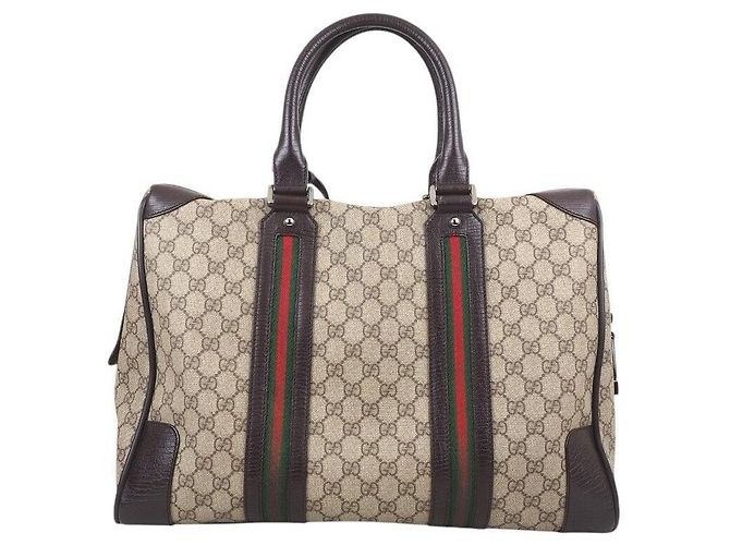 Gucci Borsa Boston in PVC Marrone - vista 2