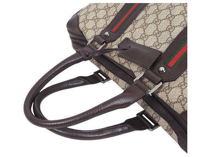 Gucci Borsa Boston in PVC Marrone - vista 3