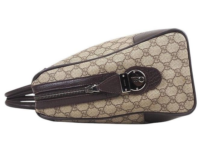 Gucci Borsa Boston in PVC Marrone - vista 4