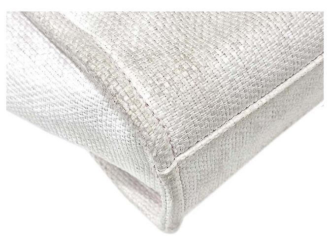 Chanel Borsa a tracolla Deauville in rafia Bianco - vista 6