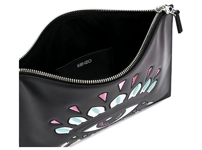 Kenzo Clutch Genzō Big Eye ricamata rossa e nera Nero - vista 2