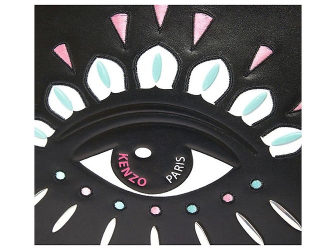 Kenzo Clutch Genzō Big Eye ricamata rossa e nera Nero - vista 3