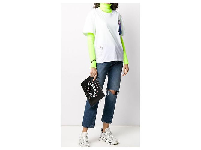 Kenzo Clutch Genzō Big Eye ricamata rossa e nera Nero - vista 6