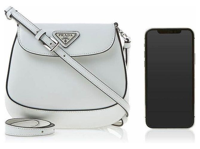 Prada Mini Borsa a Tracolla Cleo in Pelle Spazzolata da Donna (HOM) Argento - vista 6
