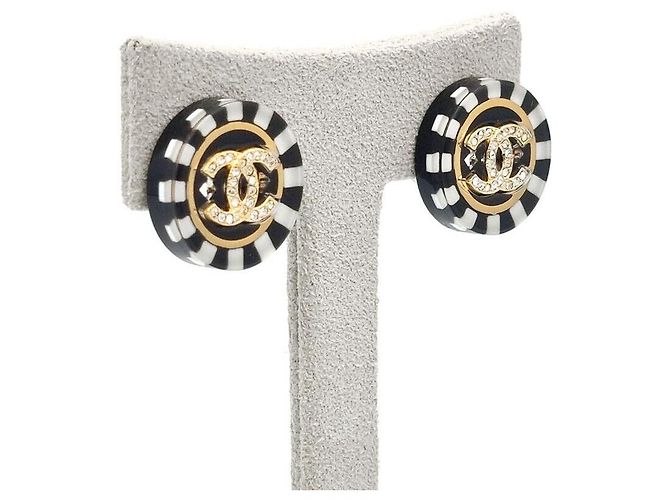 Chanel Crystal CC Logo Ohrringe Weiß - Ansicht 2