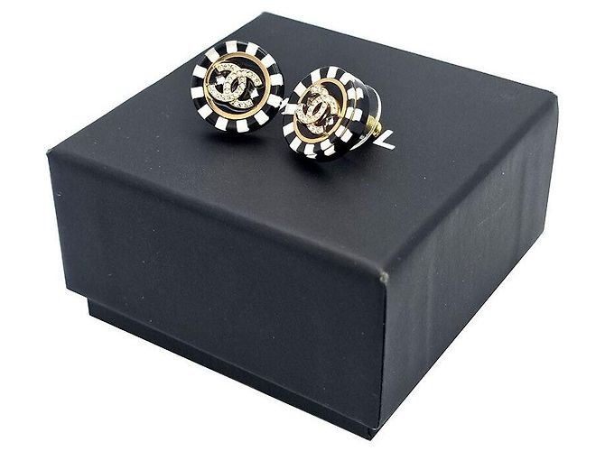 Chanel Crystal CC Logo Ohrringe Weiß - Ansicht 5